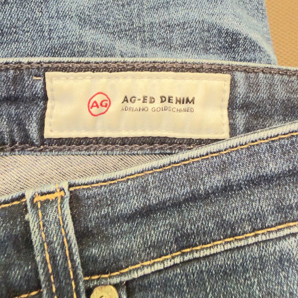 AG ED Denim The Prima Crop Jeans Cigarette Mid Rise Medium Wash Blue Size 26 - Picture 9 of 11